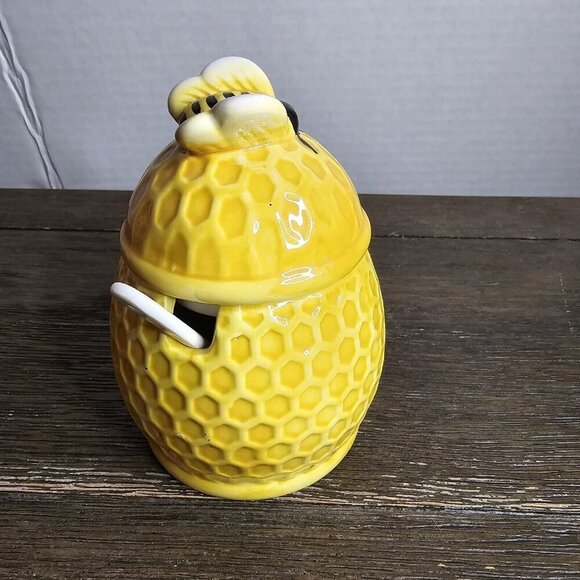 Maxcera Spring Collection Beehive Honey Jar With Spoon Bumble Bee Farmhouse - Picture 3 of 11